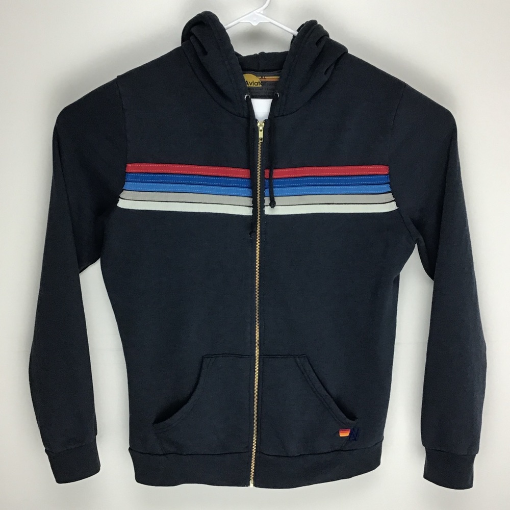Aviator Nation mens long sleeve full zip hoodie jacket XL